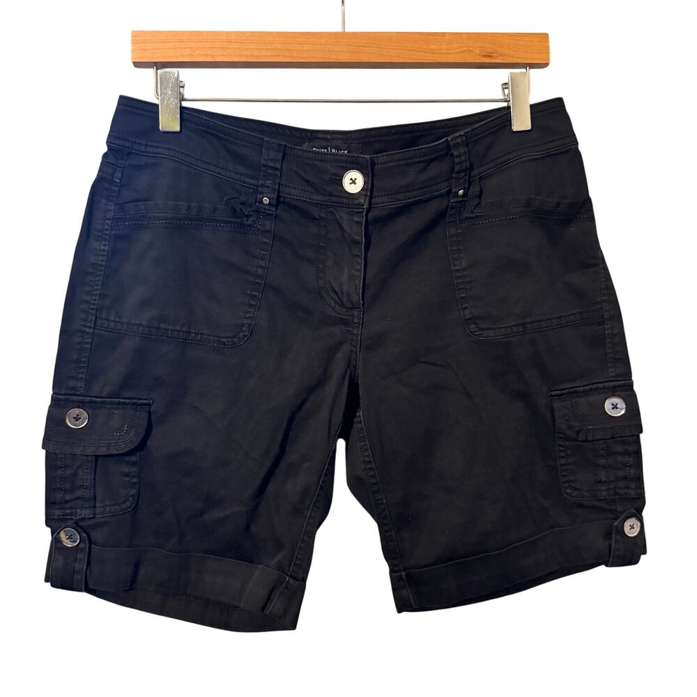 2 Pair Women’s Bermuda Shorts Black White Cargo Utility 30” Waist WHBM Summer
